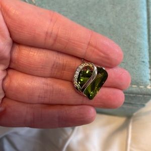 Green gem stone necklace. August birthstone necklace